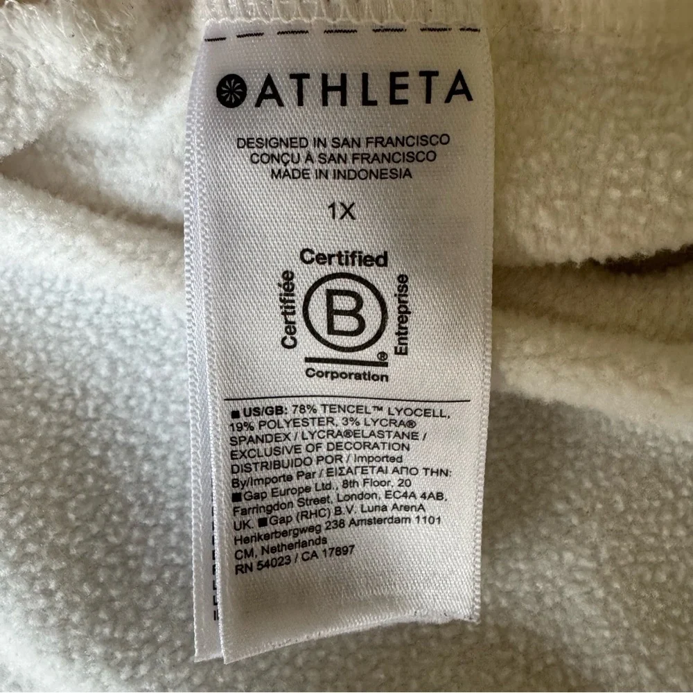 Athleta Coaster Luxe Recover Sweatshirt Top Magnolia White Thumbhole Athletic 1X - Picture 12 of 13